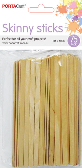 Skinny Sticks 146x6mm 75 Pack Natural craft supplies product photo