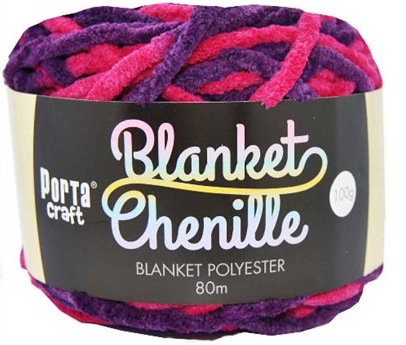 Chenille Blanket Yarn 100g 80m Multi Magenta yarn product photo