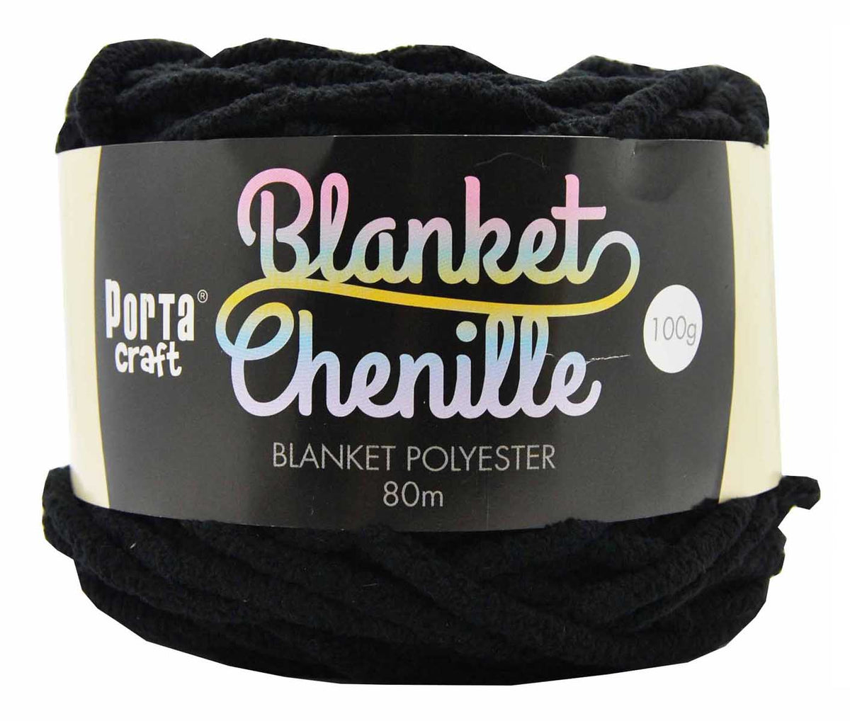 Chenille Blanket Yarn 100g 80m Solid 05 Black yarn product photo