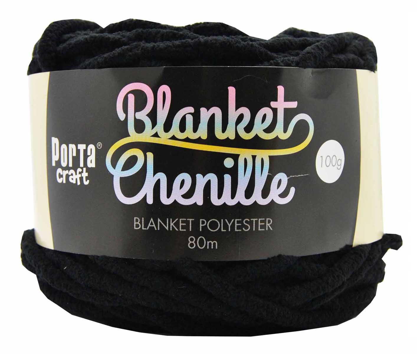 Chenille Blanket Yarn 100g 80m Solid 05 Black yarn product photo