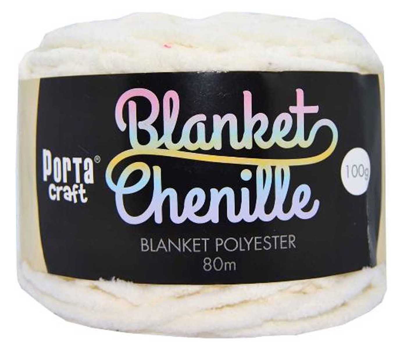 Chenille Blanket Yarn 100g 80m Solid 11 White yarn product photo