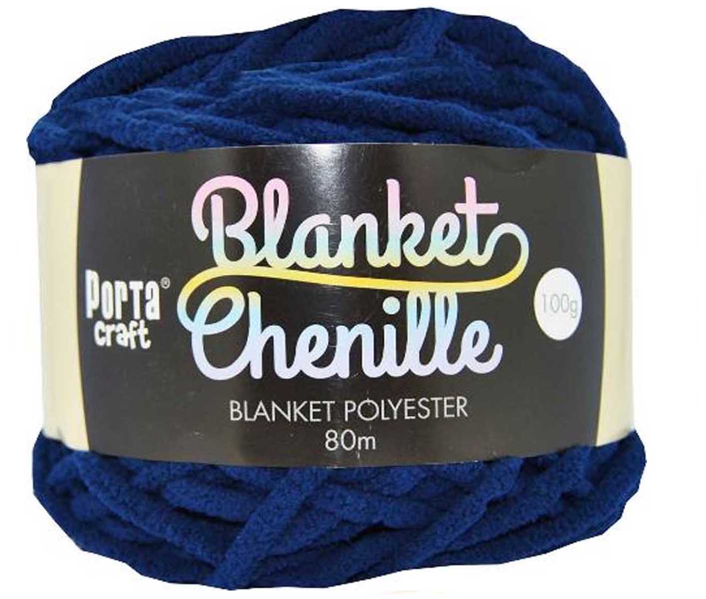 Chenille Blanket Yarn 100g 80m Solid 32 Dark Blue yarn product photo