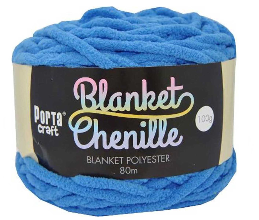 Chenille Blanket Yarn 100g 80m Solid 34 BrightBlue yarn product photo