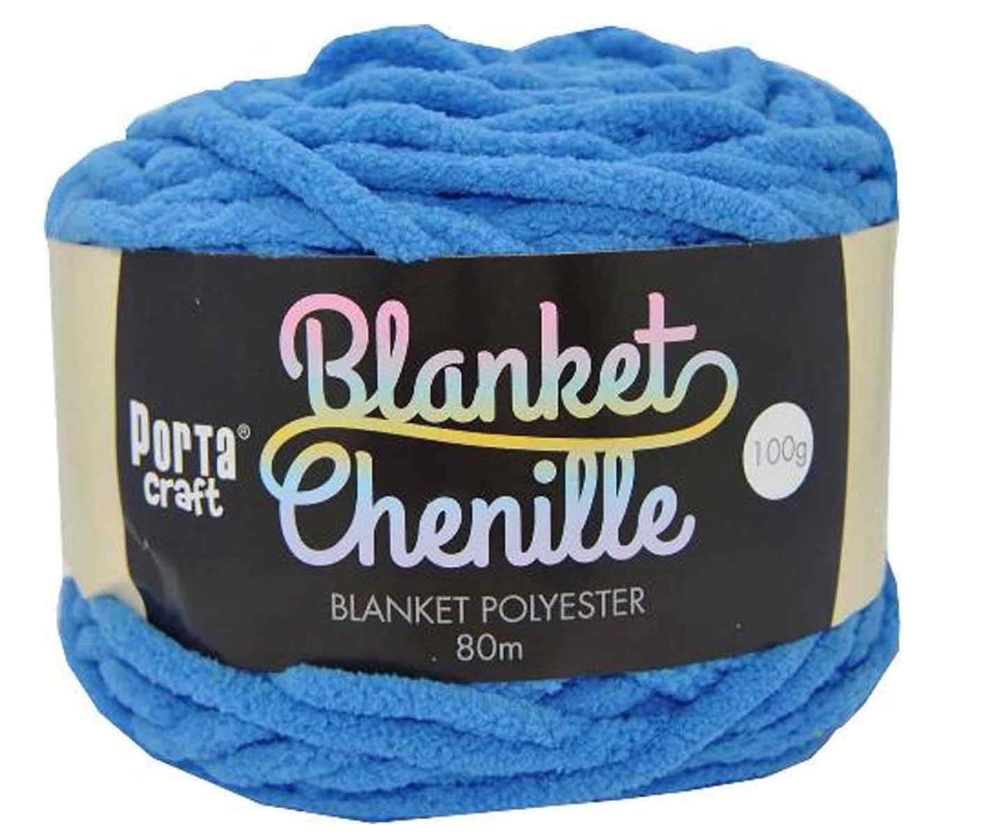 Chenille Blanket Yarn 100g 80m Solid 34 BrightBlue yarn product photo