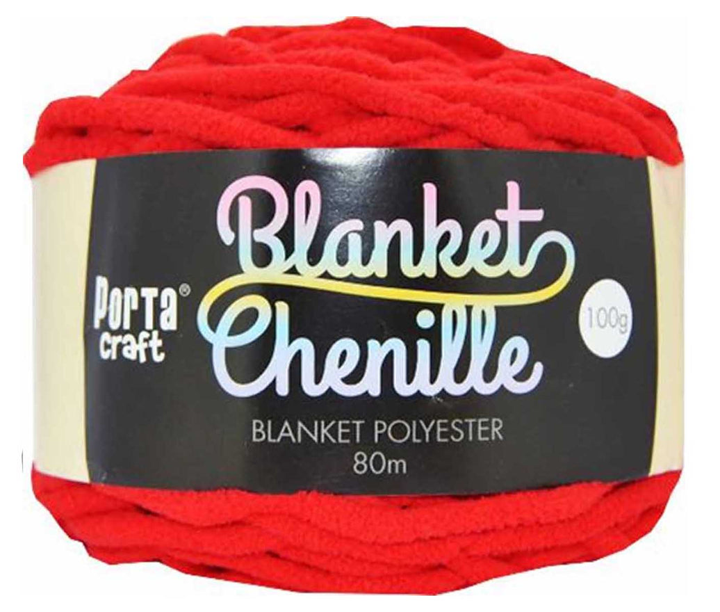 Chenille Blanket Yarn 100g 80m Solid 19 Red yarn product photo