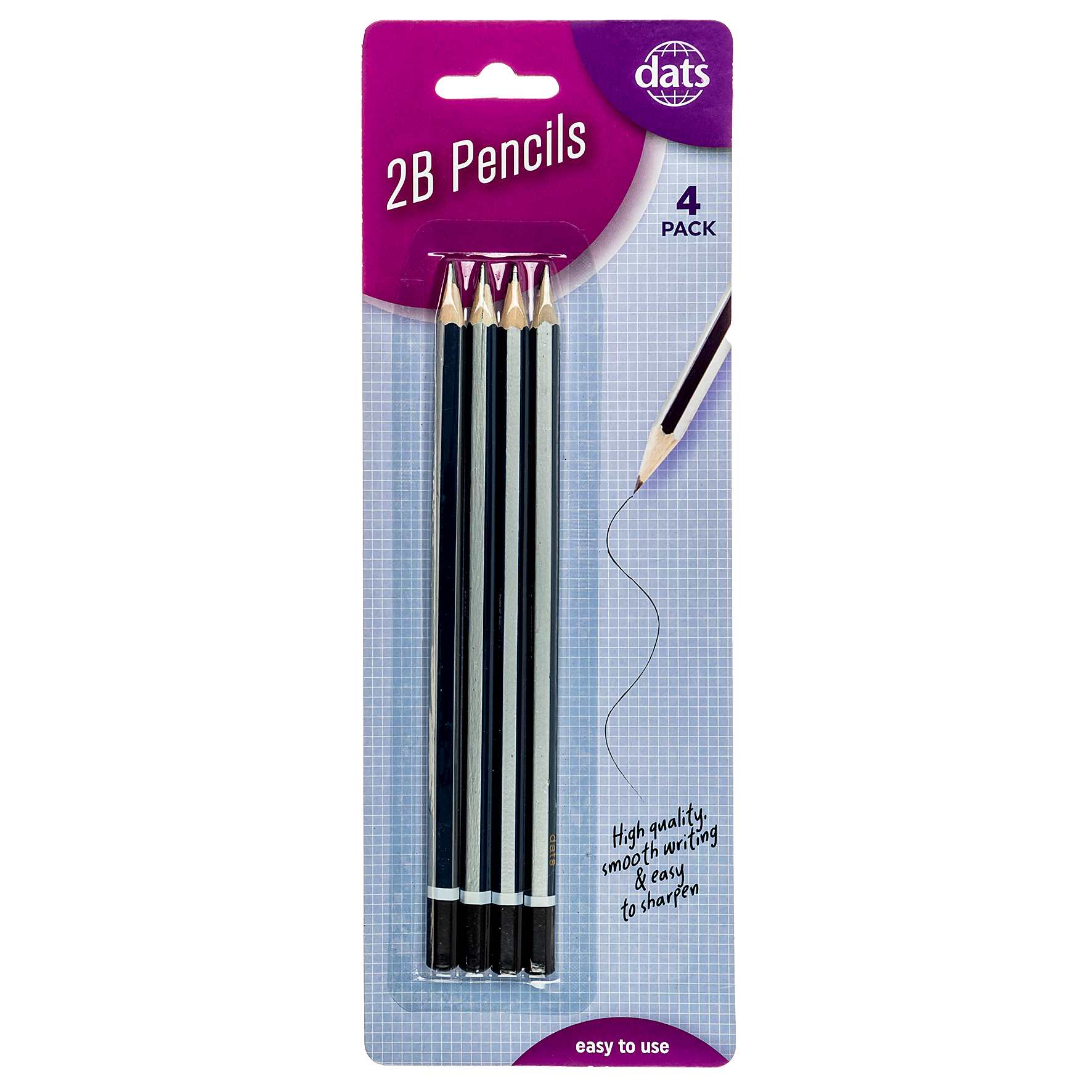 Pencil Blue & Silver Barrel 2B 4 Pack - Stationery product at Price Busters Variety