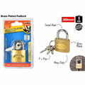 1pce Padlock-30mm-Brass Plated