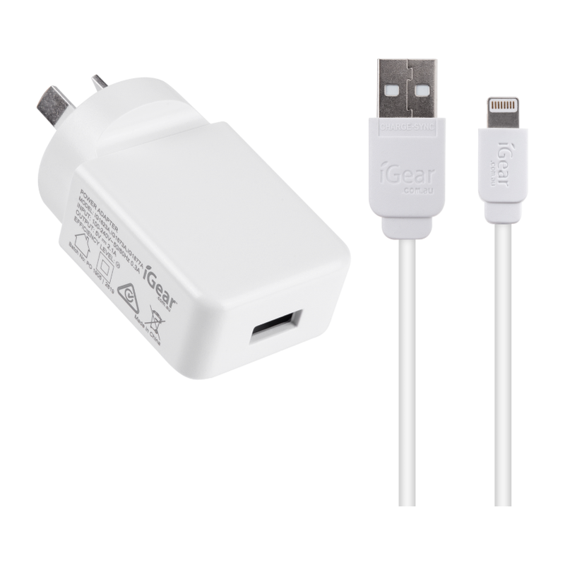 Igear iPhone Charger & Charging Cable - White