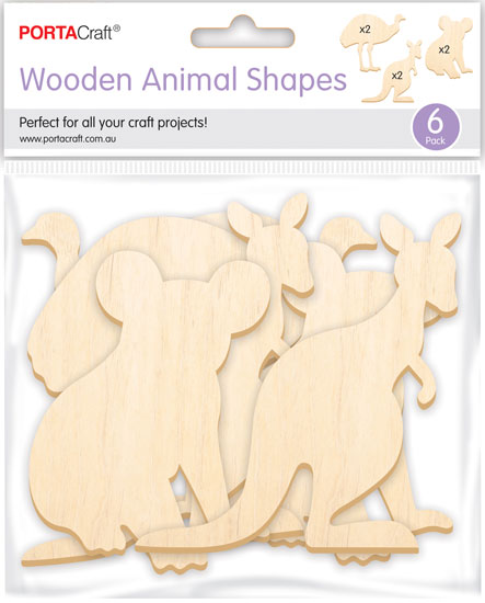 Aussie Wooden Shapes 6 Pack Animals craft supplies product photo