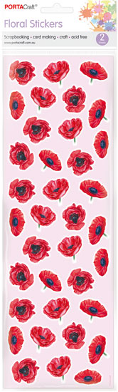 Sticker Sheets 12x38cm Floral 2 Sheets Poppy paper craft product photo