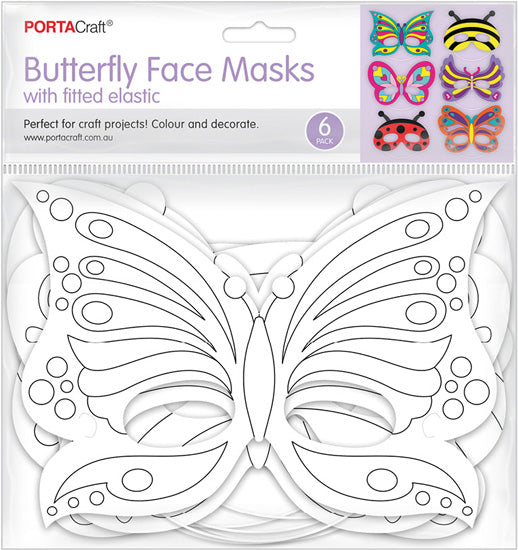 Cardstock Eye Masks Butterflies 15x21cm 6 Pack paper craft product photo
