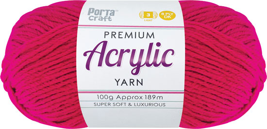 Acrylic Yarn 100g 189m 8 Ply Solid 28 Cerise yarn product photo