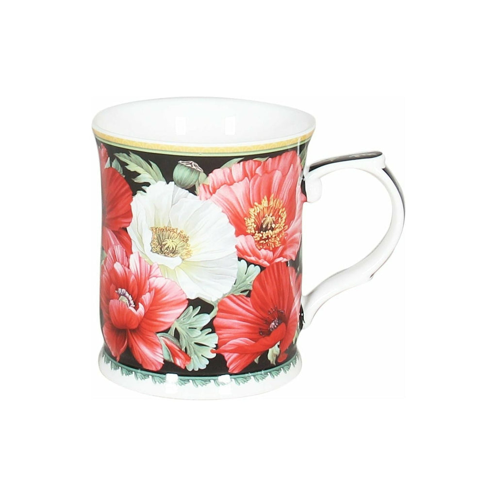 New Poppies On Black Mug