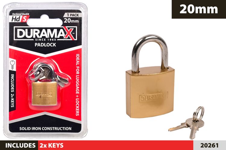 1 Piece Padlock Brass Plated - 20 mm