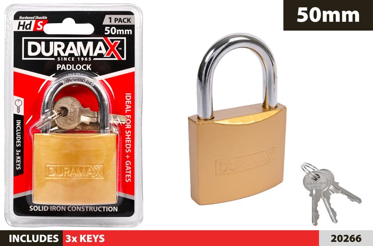1 Piece Padlock Brass Plated - 50 mm