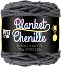 Chenille Blanket Yarn 100g 80m Solid 06 Dark Grey yarn product photo