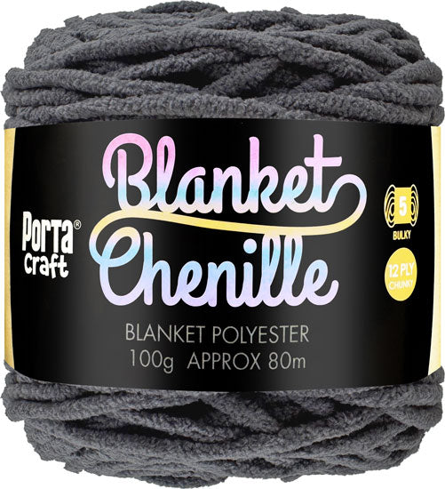 Chenille Blanket Yarn 100g 80m Solid 06 Dark Grey yarn product photo