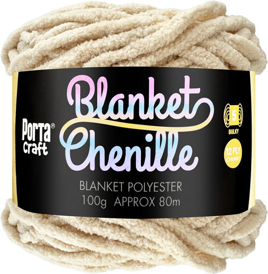 Chenille Blanket Yarn 100g 80m Solid 02 Flat White yarn product photo