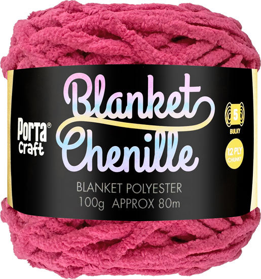 Chenille Blanket Yarn 100g 80m Solid 22 Fuchsia yarn product photo