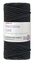 Macrame Cord 280g 3mm 93m Twisted 05 Black yarn product photo