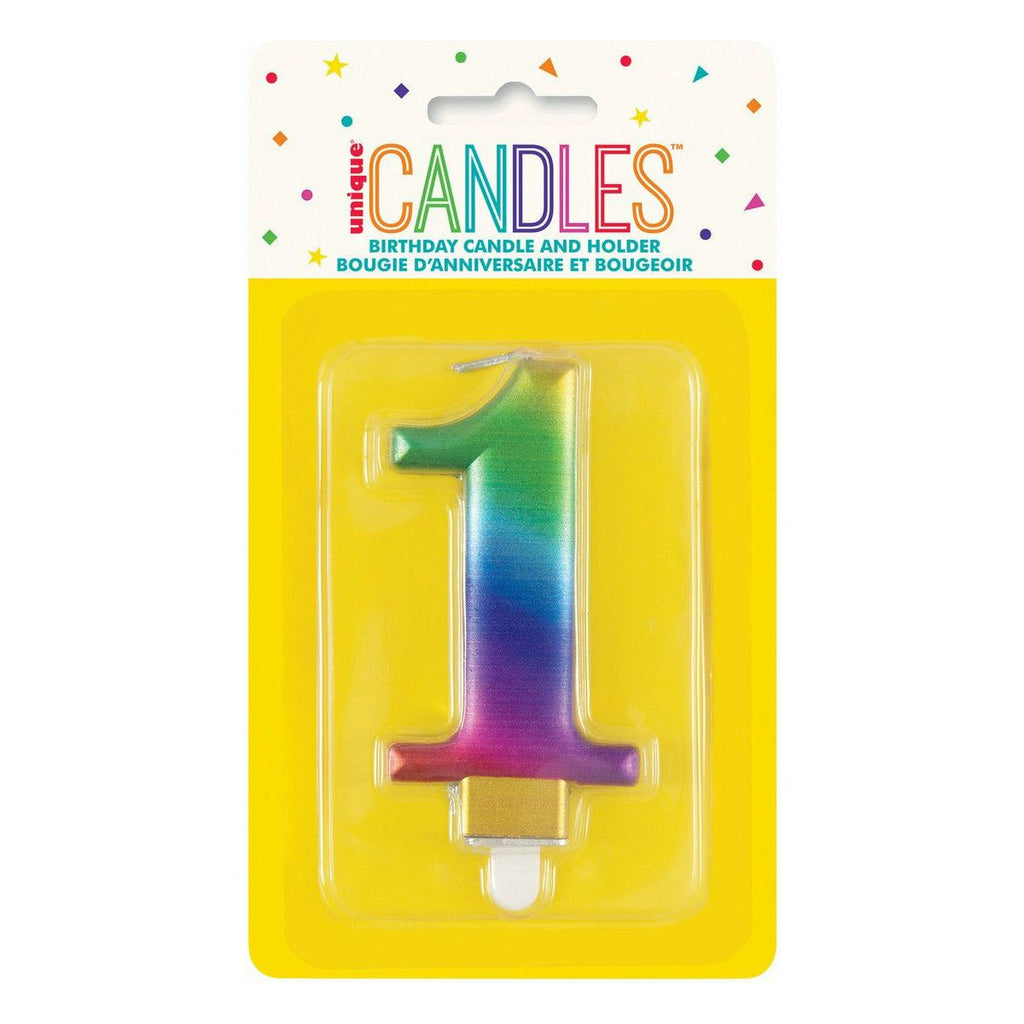 Met Rainbow B'Day Candle - Number 1