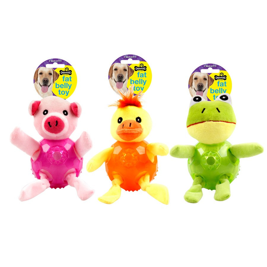 Dog Toy Fat Belly 3 Assorted Frog / Chicken / Pig 18cm - Pets product at Price Busters Variety