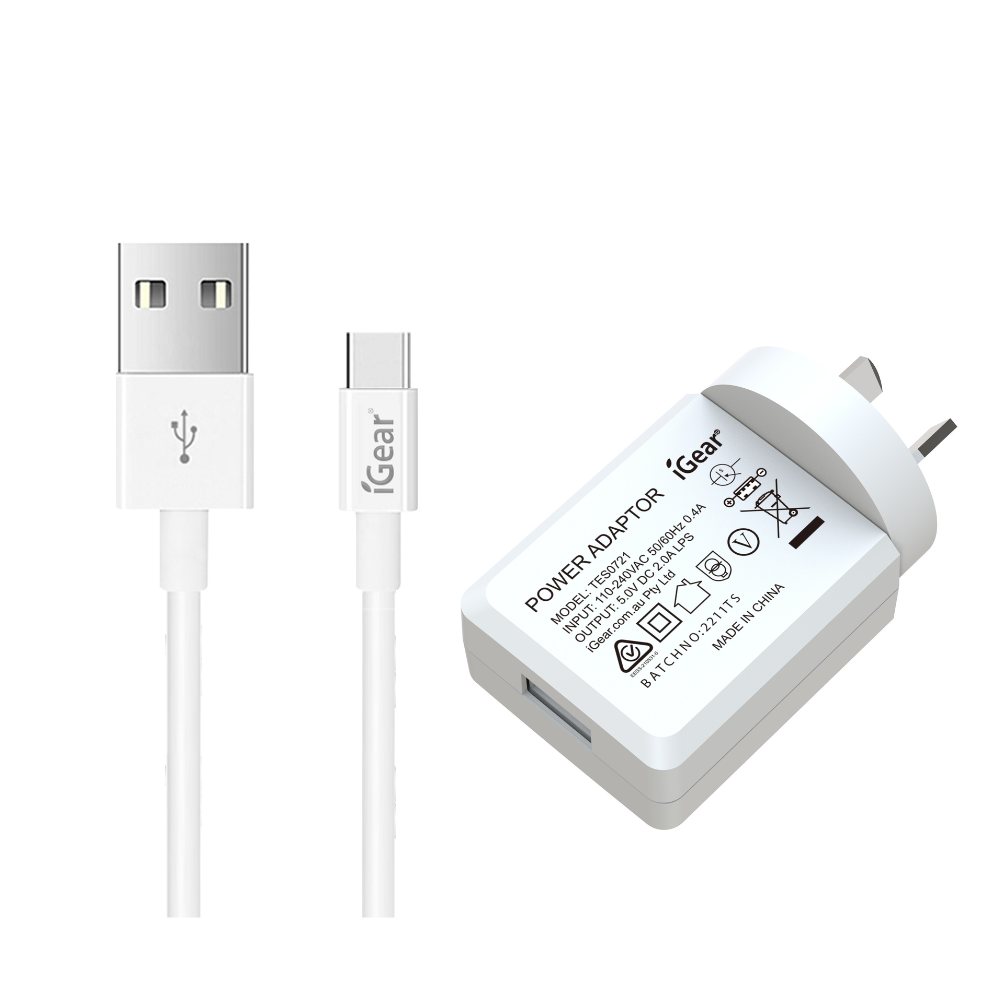 Igear Charger & Charging Cable C to USB - White