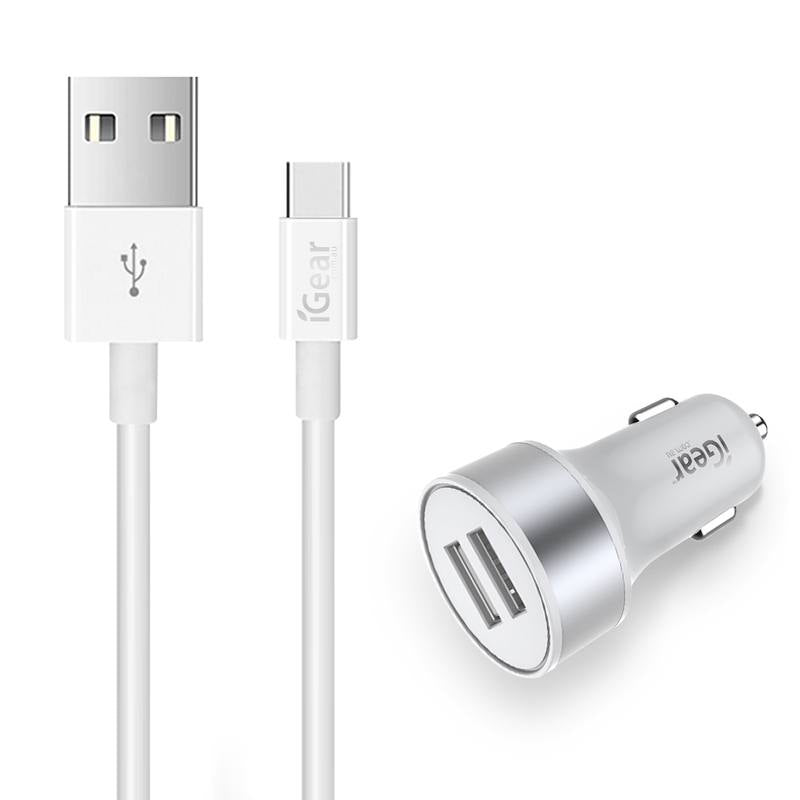 Igear Car Charger & Charging Cable USB to Type C - White