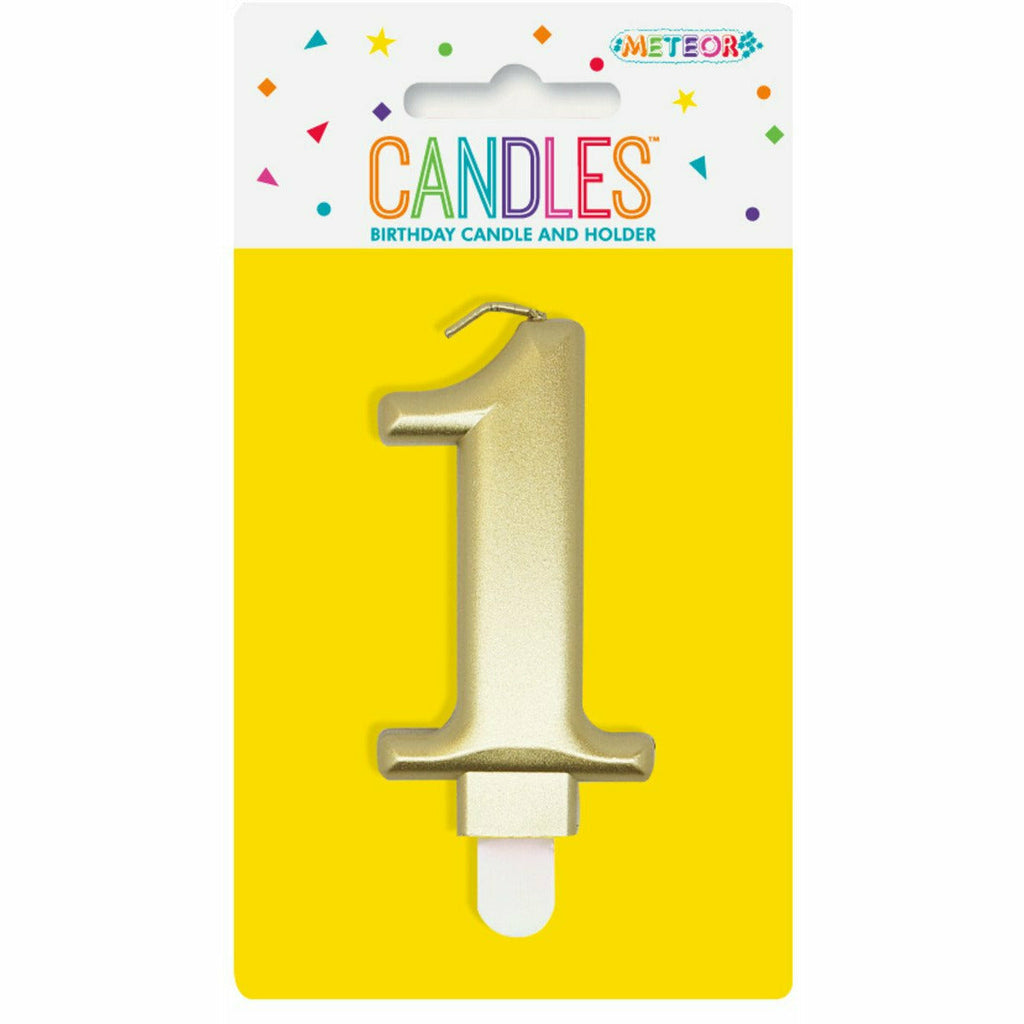 Metallic Gold B'Day Candle - Number 1