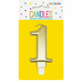 Metallic Gold B'Day Candle - Number 1