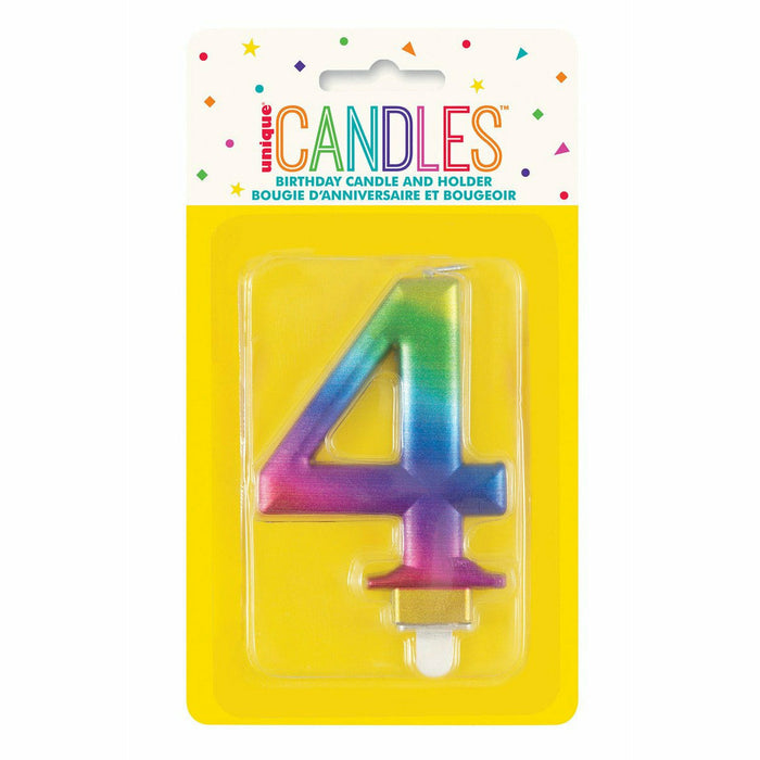 Metallic Rainbow Birthday Candle - Number 4 - product image