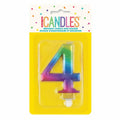Met Rainbow B'Day Candle - Number 4