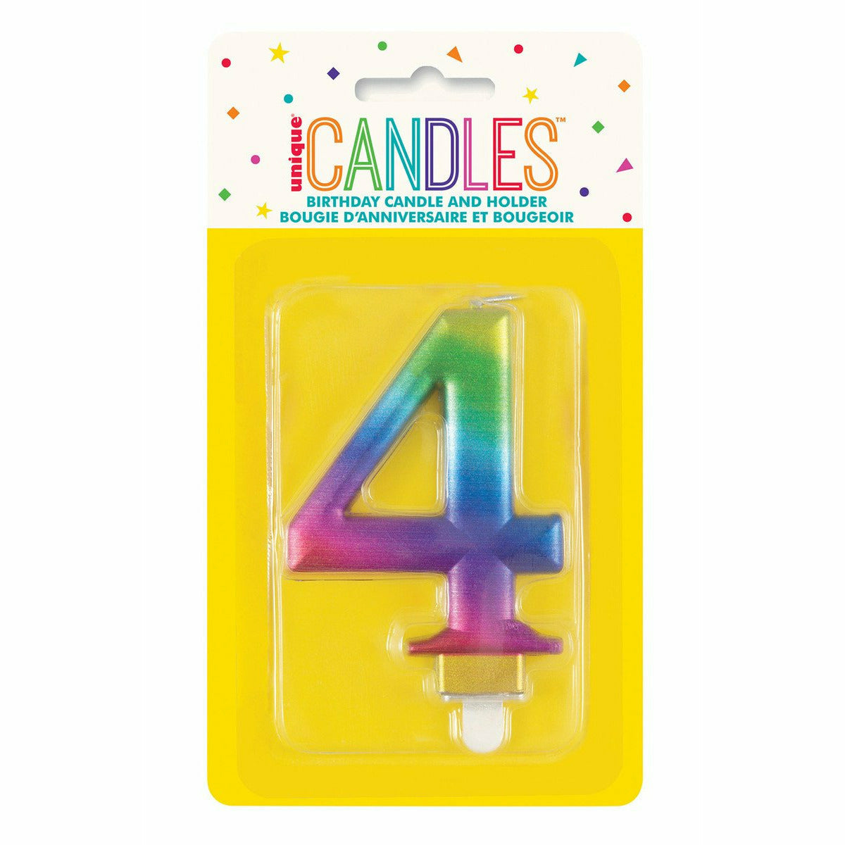 Met Rainbow B'Day Candle - Number 4