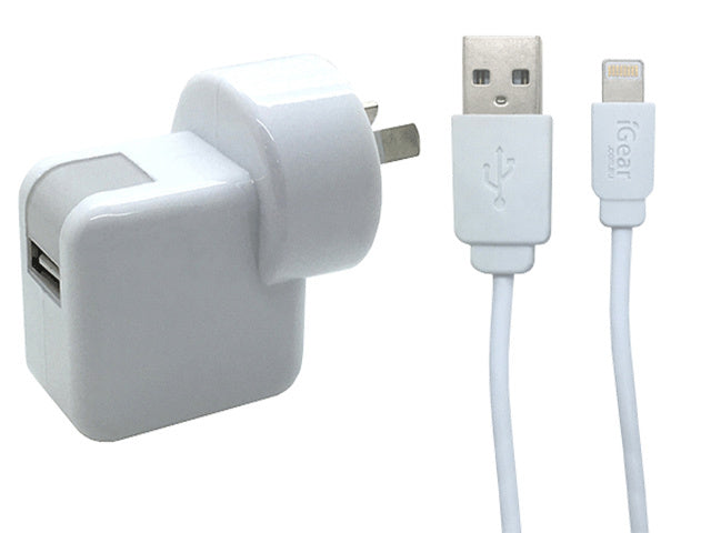 Igear iPhone Charger & Charging Cable - White