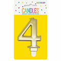 Metallic Gold B'Day Candle - Number 4