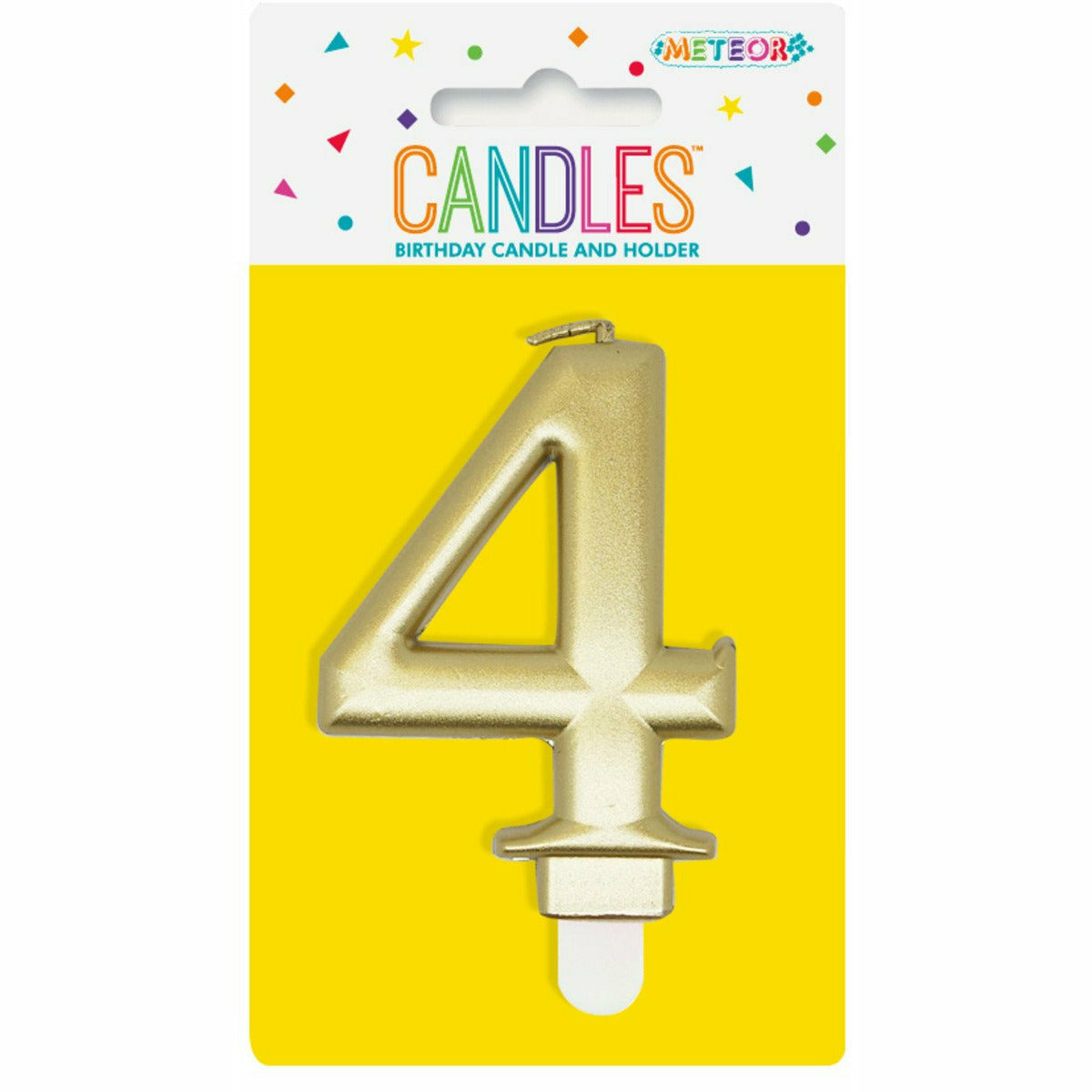 Metallic Gold B'Day Candle - Number 4