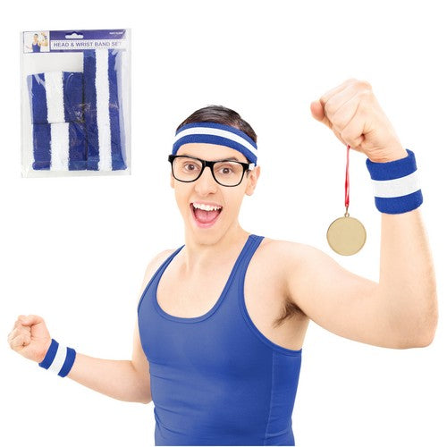 Headband and 2 Wristbands - Blue - product image