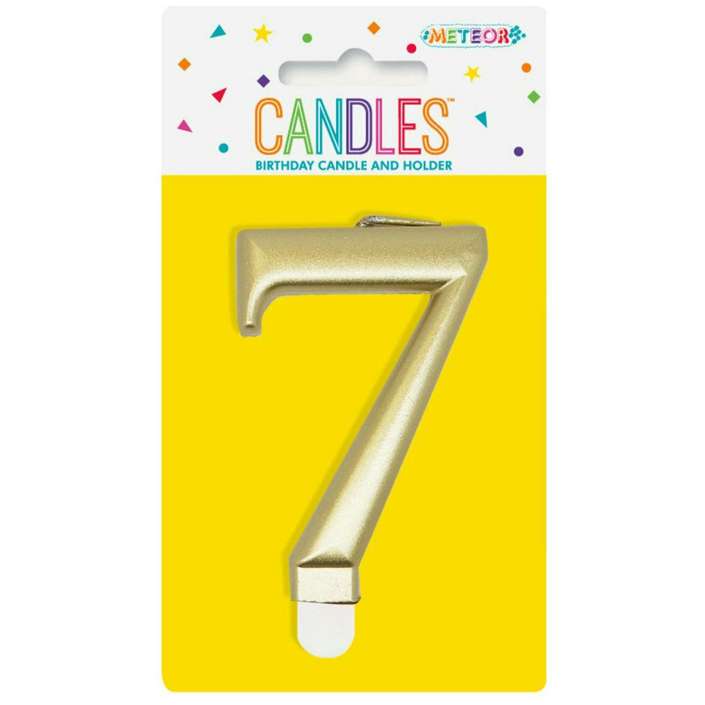 Metallic Gold B'Day Candle - Number 7