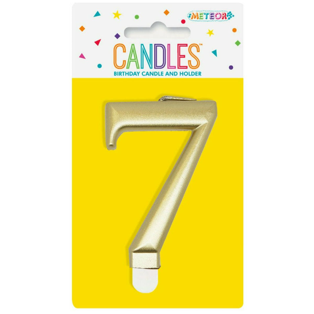 Metallic Gold B'Day Candle - Number 7