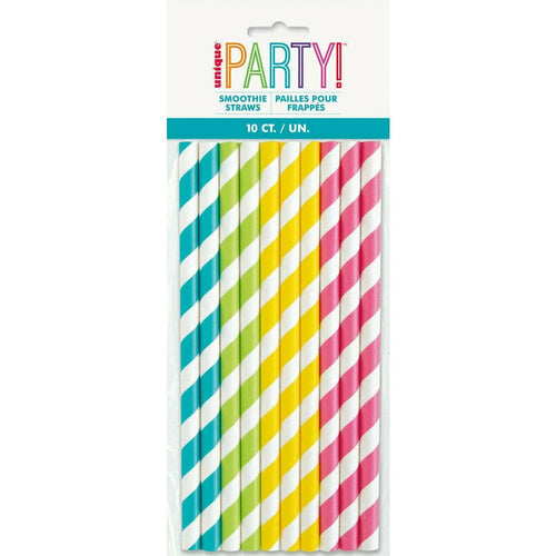 10 Smoothie Paper Straws - Ast