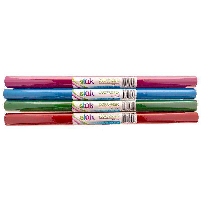 Book Cover Transparent 45CM X 1M 4 Assorted Colours 450MM X 1000MM - Stationery product at Price Busters Variety
