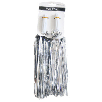 2Pk Metallic Pom Pom-Silver