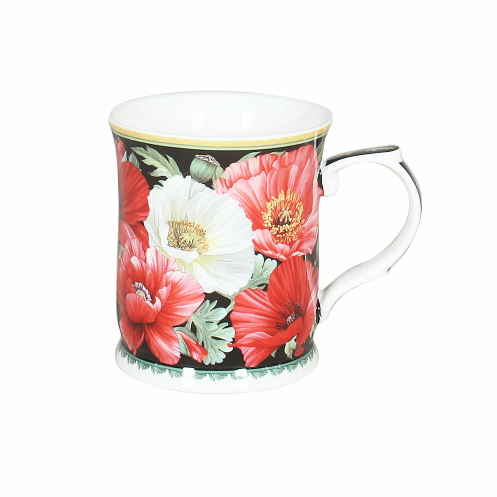 New Poppies On Black Mug