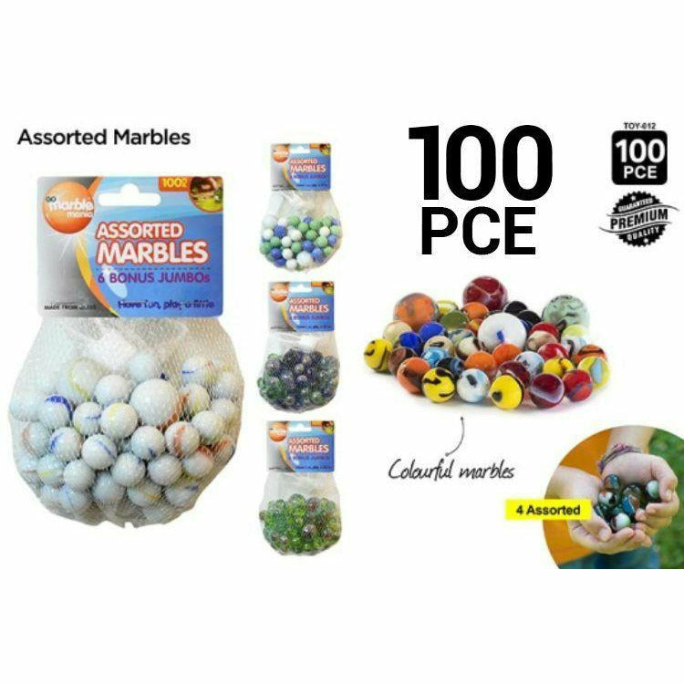 100pce Marbles w/6 Bonus Jumbo Marbles