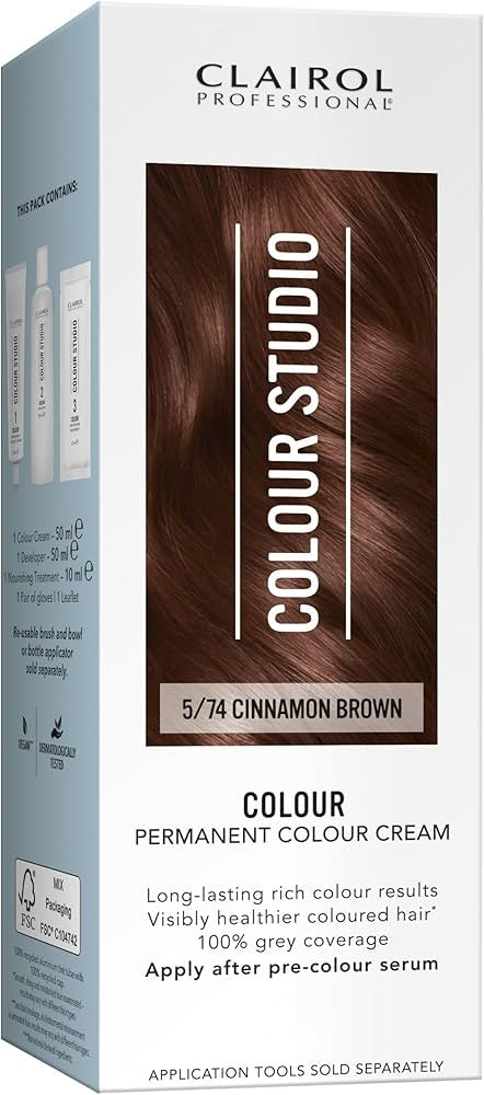 Clairol Professional Permanent Hair Cream Colour Studio 5/74 Cinnamon Brown