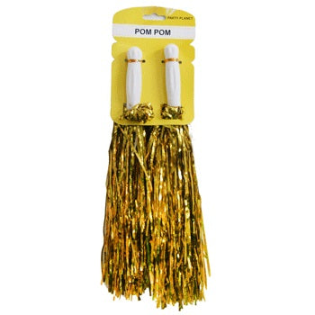 2Pk Metallic Pom Pom-Gold