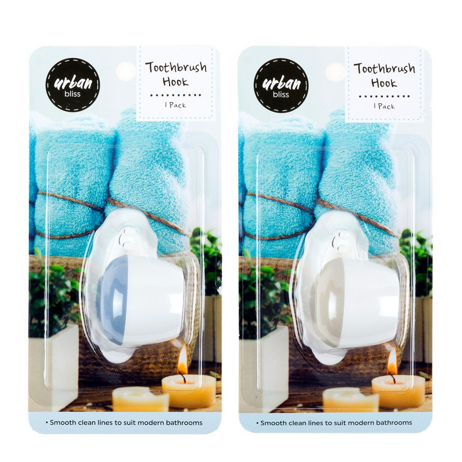 Bathroom Hook Toothbrush 1 Pack 2 Assorted Colours 8x4.7x4.9cm 37gr - Homeware product at Price Busters Variety, image 2