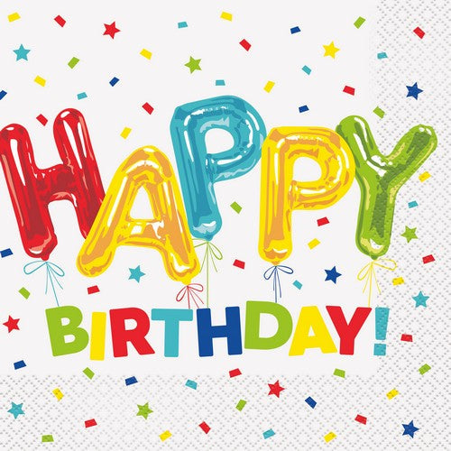 Happy Balloon 16 Luncheon Napkins 2ply 33cm x 33cm (13" x 13")