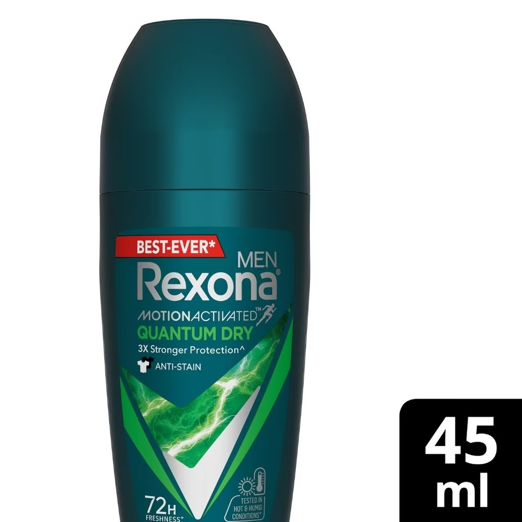 Rexona 45mL Deodorant Men Roll On 72 Hour Quantum Dry