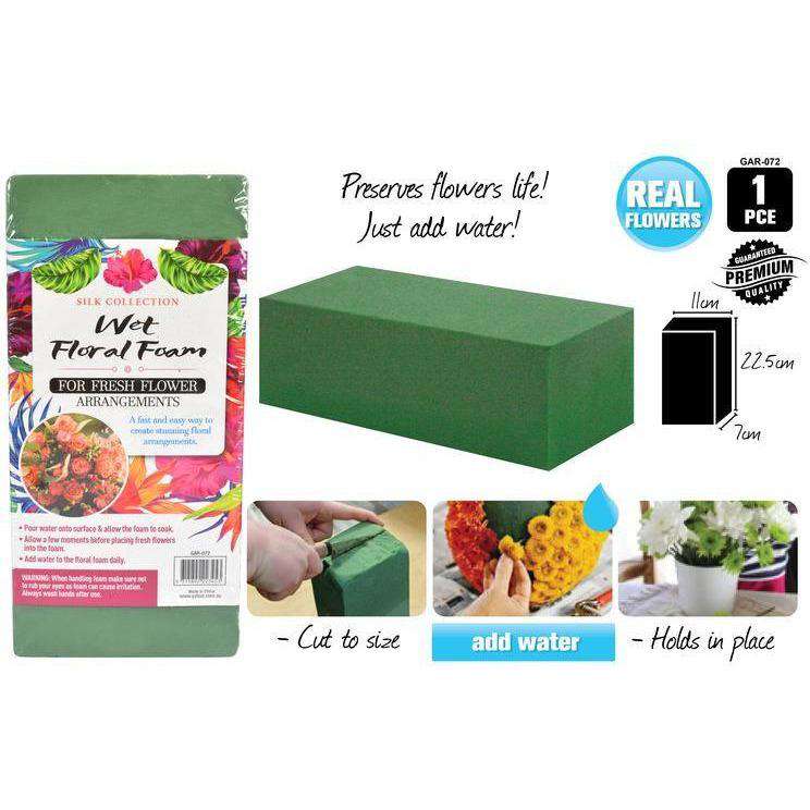 1pce Wet Floral Foam Brick-11x22.5x7cm